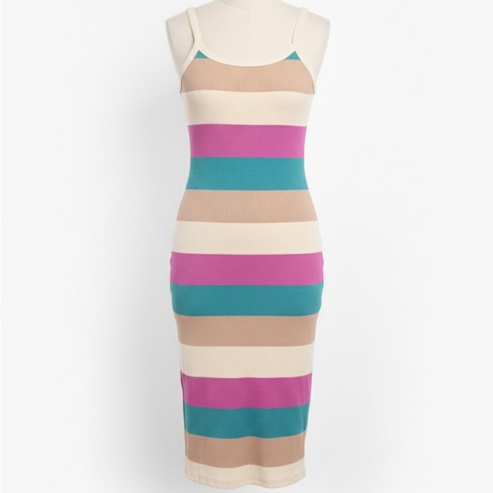 Z Supply Colorful Striped Midi Dress, Size S